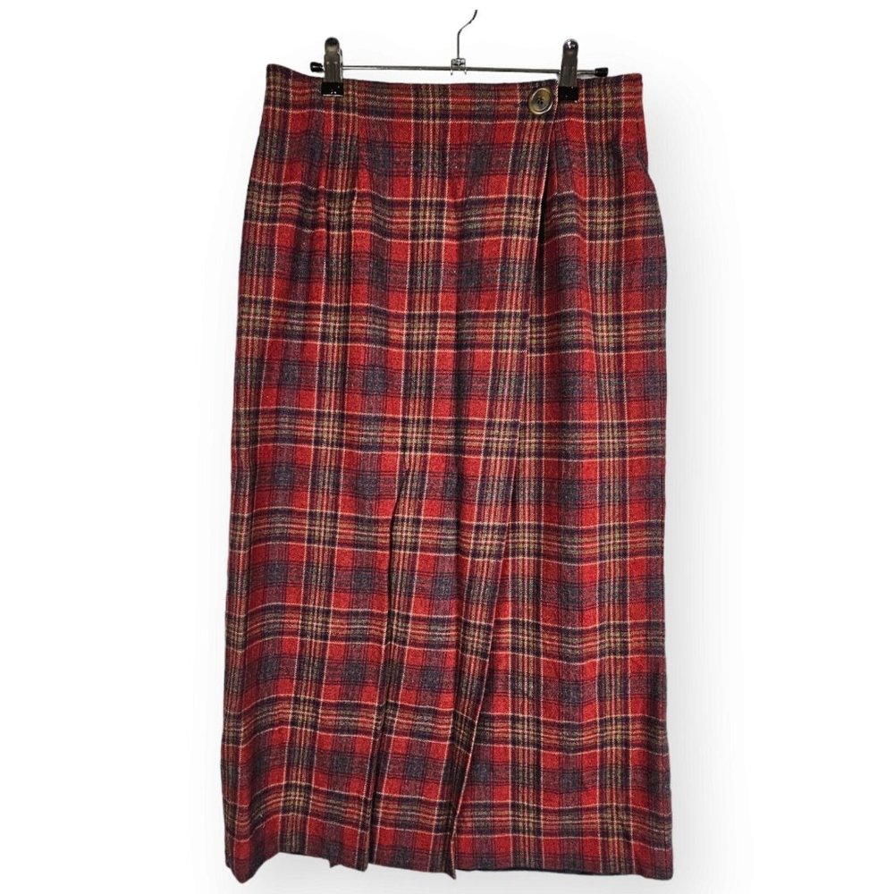 Vtg Pendleton Size 12 100% New Wool Skirt Signature Tartan Plaid Modest